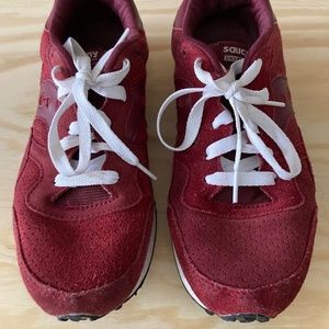 Madewell x Saucony DXN Burgundy Red Suede Trainers 9 (heel issue)
